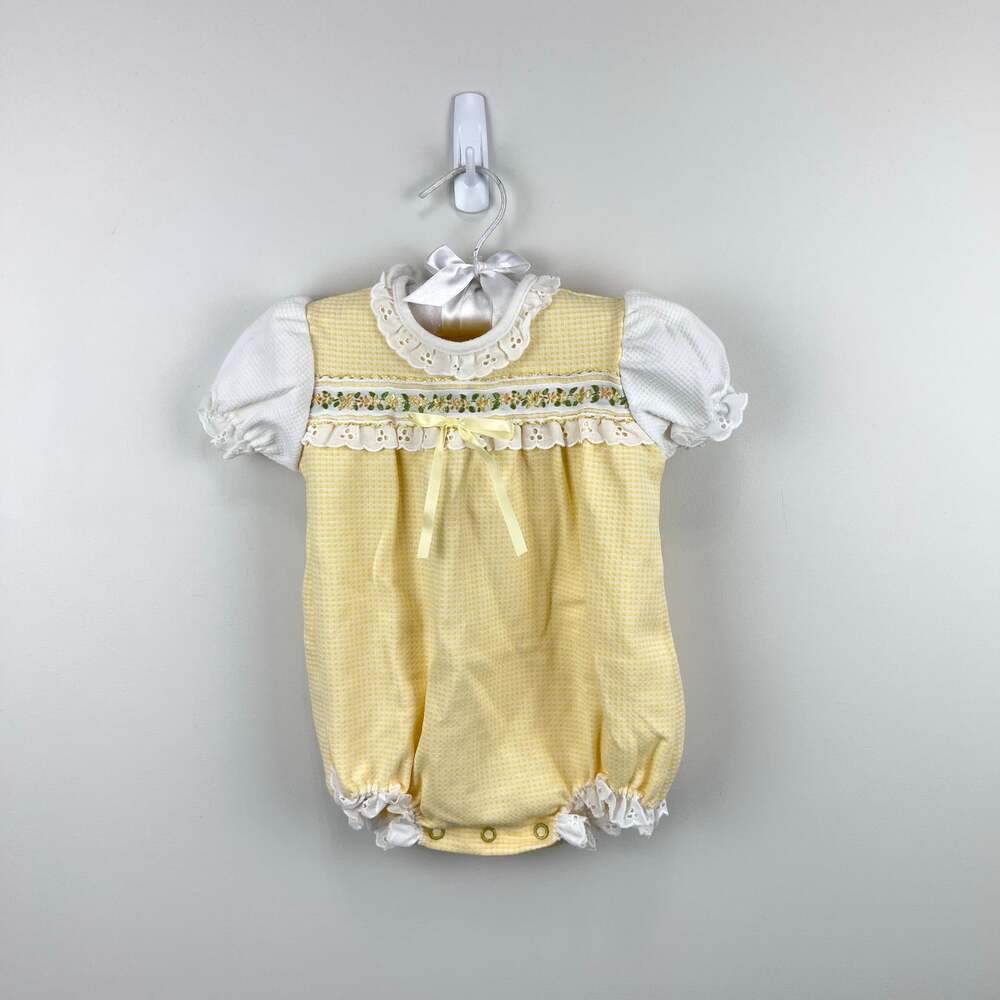 Vintage Carter's Yellow Floral Lace Ruffle Romper 18 Months USA